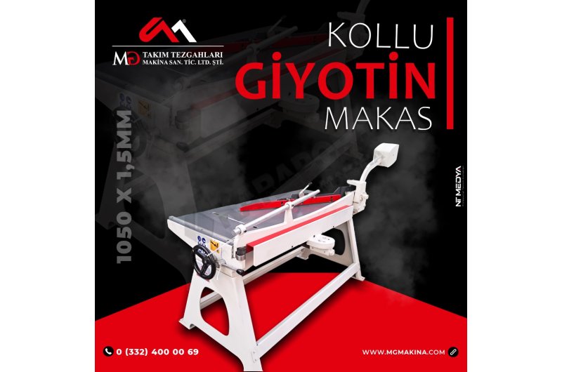 1050 x 1,5mm Kollu Giyotin Makas  PLATİNE GÖVDE SIFIR ÜRÜN