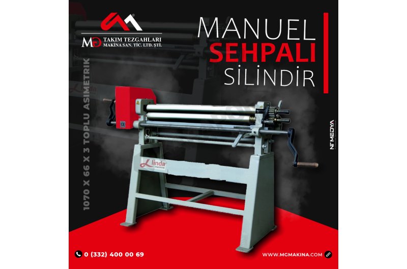 1070 x 66 x 3 Toplu Asimetrik Manuel Sehbalı Silindir Makine