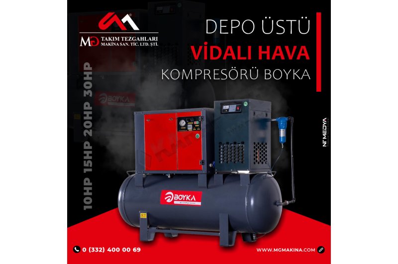 DEPO ÜSTÜ VİDALI HAVA KOMPRESÖRÜ ( BOYKA)