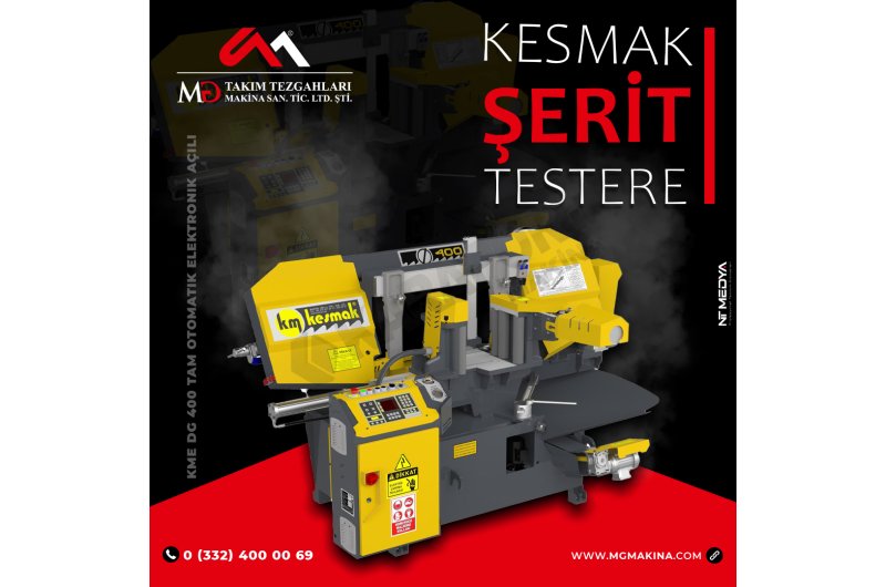 KME DG 400 Tam Otomatik Elektronik Açılı Kesmak Şerit Testere