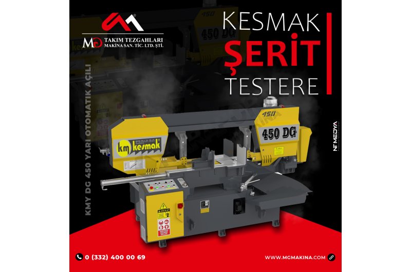 KMY DG 450 Yarı Otomatik Açılı Kesmak Şerit Testere