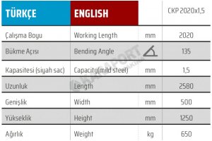 CKP 2020 x 1,5 mm Havalandırma Caka Kenet