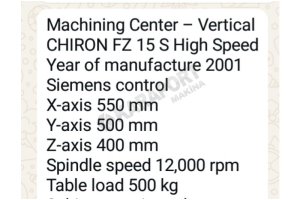 cnc CHIRON FZ 15 C