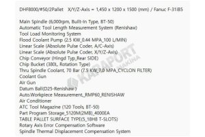 Doosan DN DHF 8000  BT50  2 Paletli Yatay İşleme Merkezi–2024