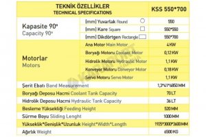 KLS 550x700 Kesmak Servo Sürücülü Şerit Testere