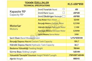 KLS 650x850 Kesmak Servo Sürücülü Şerit Testere