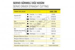 KMS 280-V Kesmak Servo Sürücülü Şerit Testere