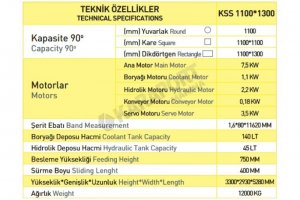 KSS 1100x1300 Kesmak Servo Sürücülü Şerit Testere
